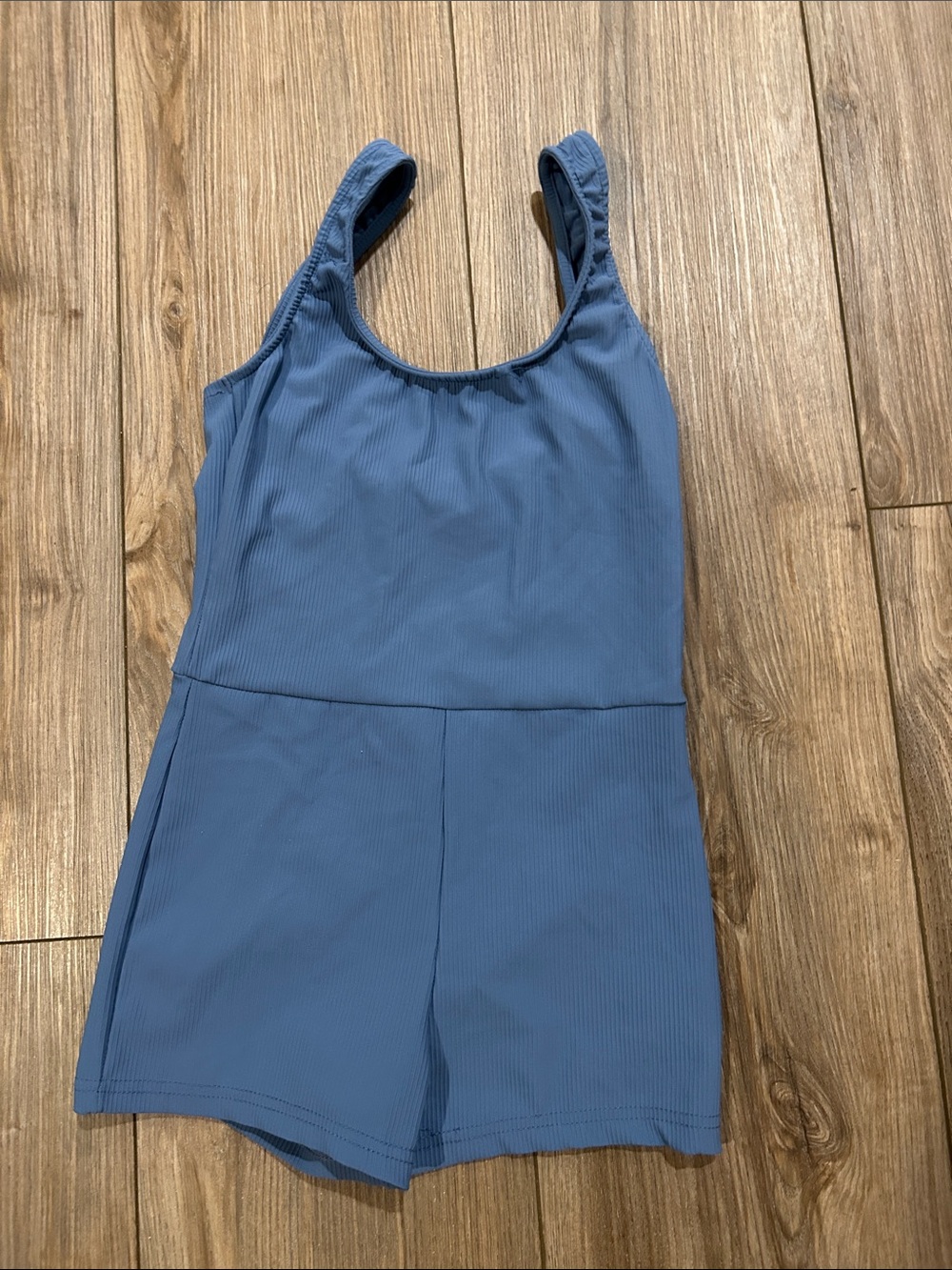 Edikted Dusty Blue Ribbed Tank Romper